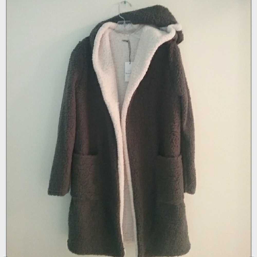 🔥SALE!!!💥NEW!💥SHEARLING FLEECE HOODED COAT - Picture 3 of 6
